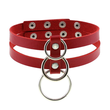 Sexy Layered Choker / Cosplay Necklace with Metal Rings / BDSM Aesthetic Accessories - EVE's SECRETS